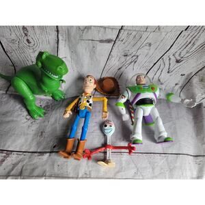 Lot of four Toy story Pixar Disney woody W Hat buzz Talk And Rex Forky Figures.